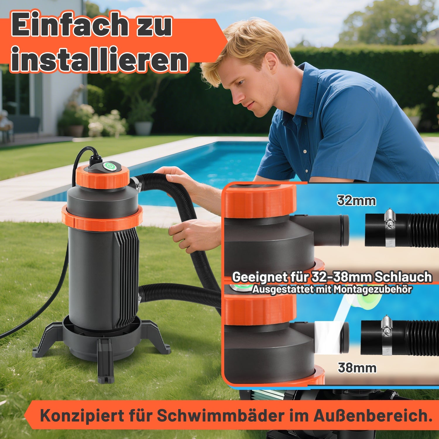 Cosmo Go Poolheizung Elektrisch Schwimmbadheizung bis zu 45°