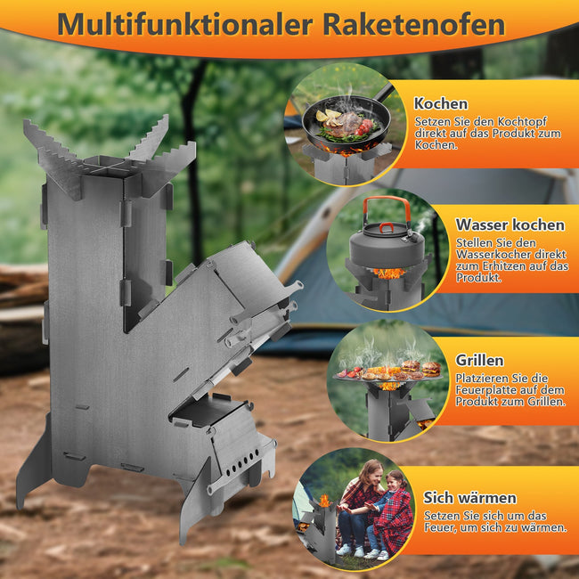 Cosmo Go Raketenofen Fire Gusseisen Stove mit Grillplatte Main Image