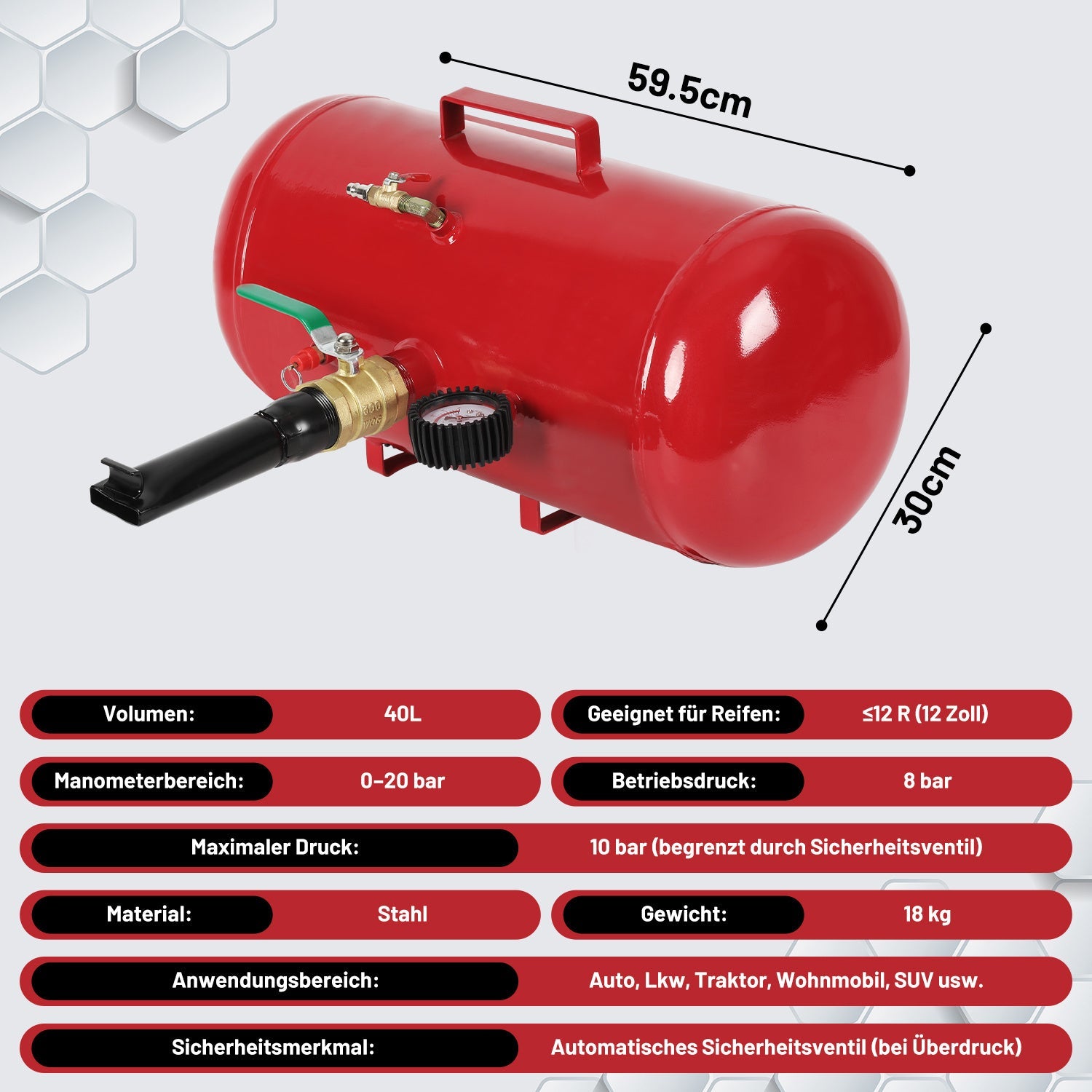 Cosmo Go Reifenfüller Booster Reifenschockfüller 20/40 L
