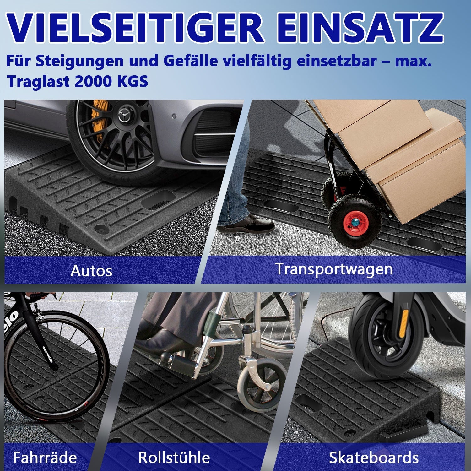 Cosmo Go Rollstuhlrampe Bordsteinrampe Gummi Tragbar 2 Stück