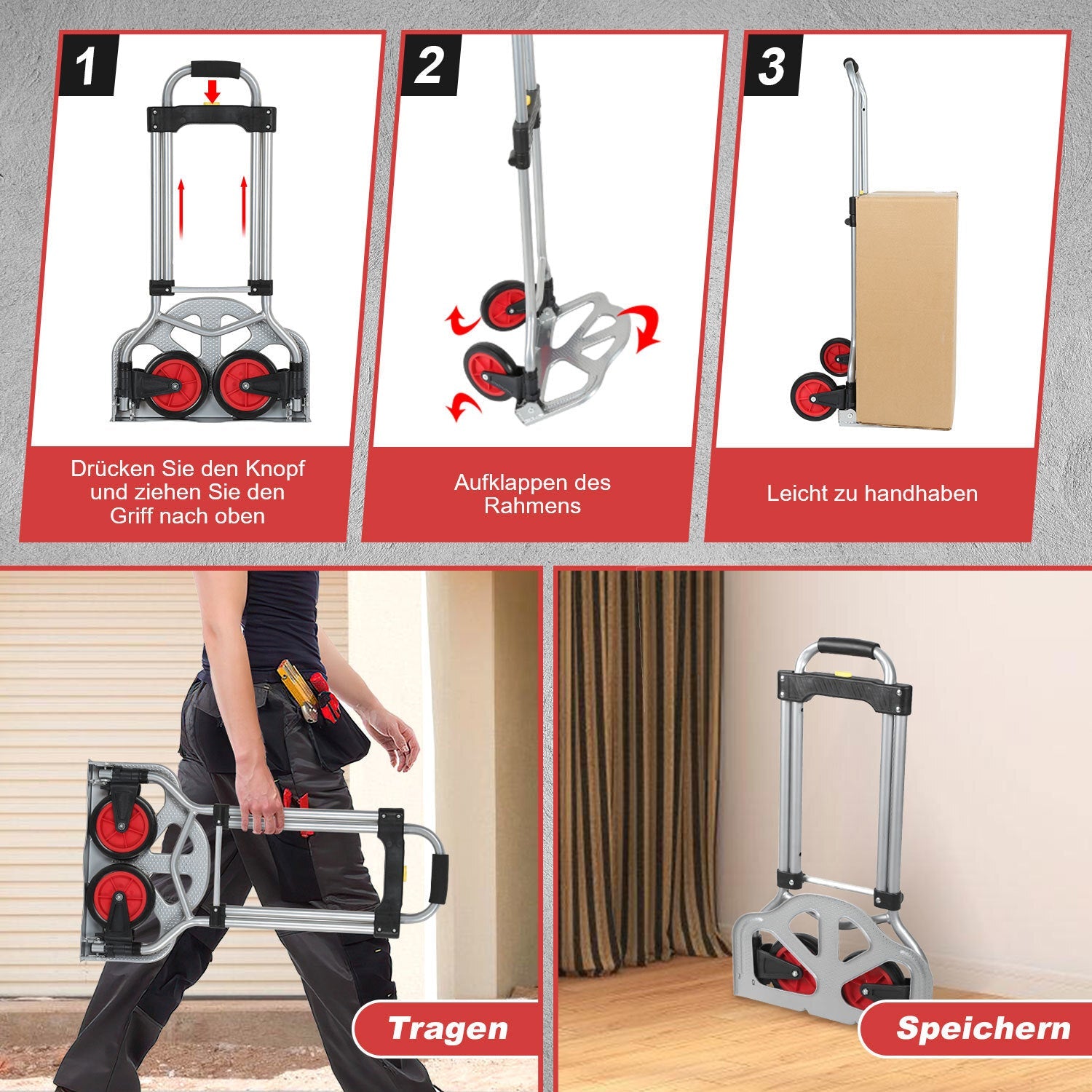 Cosmo Go Sackkarre Transportkarre klappbar 60 kg Tragkraft