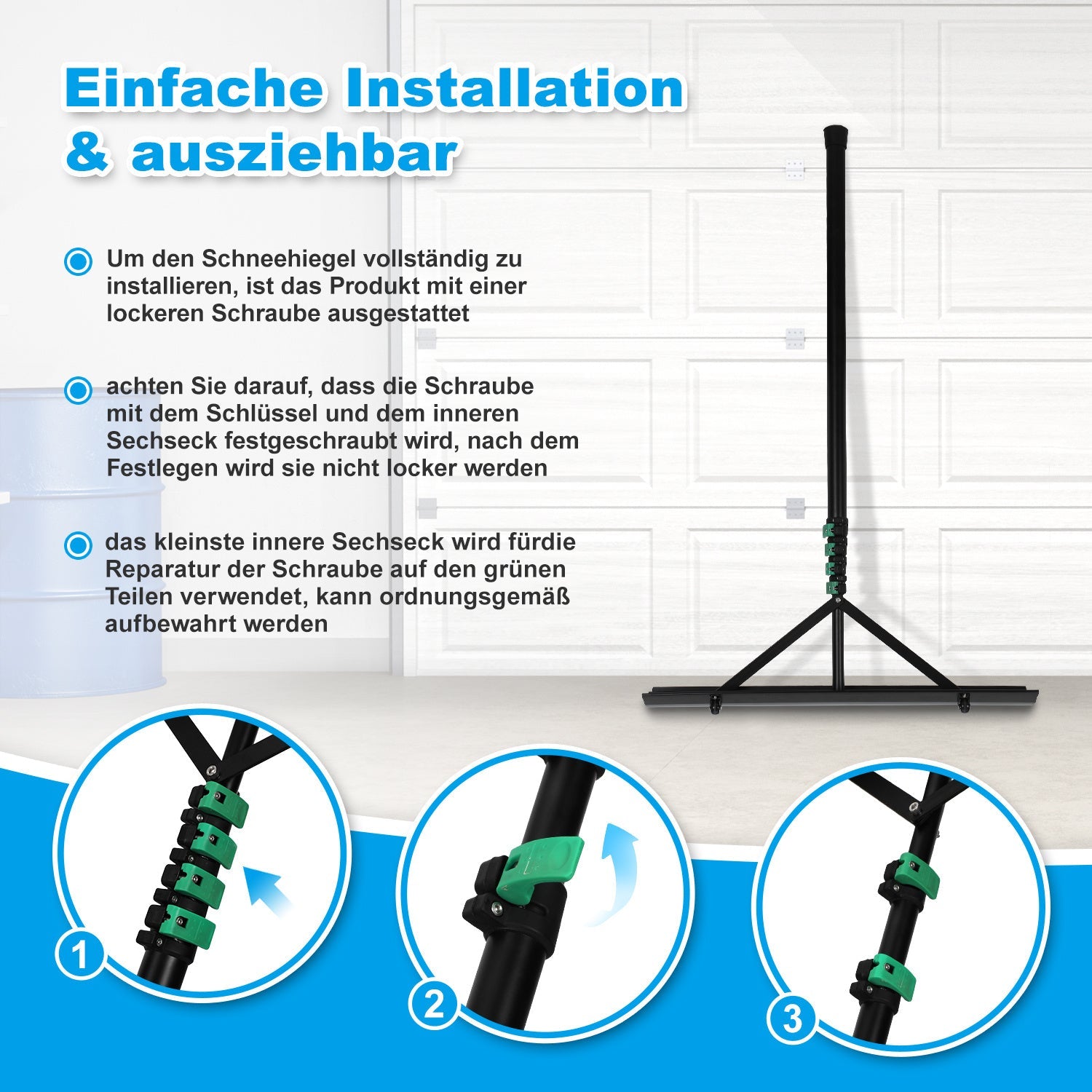 Cosmo Go Schneeschieber Dachräumer Alu Teleskopierbar 3.6m/4.8m