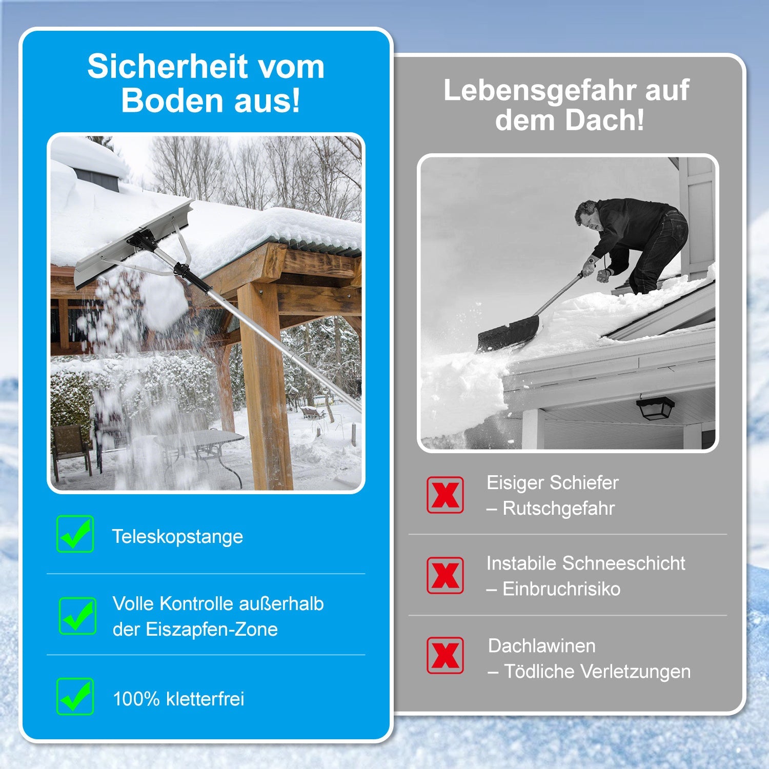 Cosmo Go Schneeschieber Dachräumer Alu klappbar 6.3m