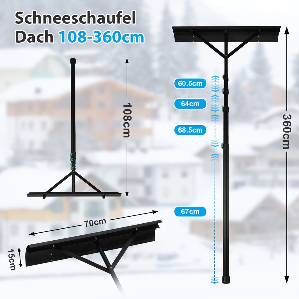 Cosmo Go Schneeschieber Dachräumer Alu Teleskopierbar 3.6m/4.8m