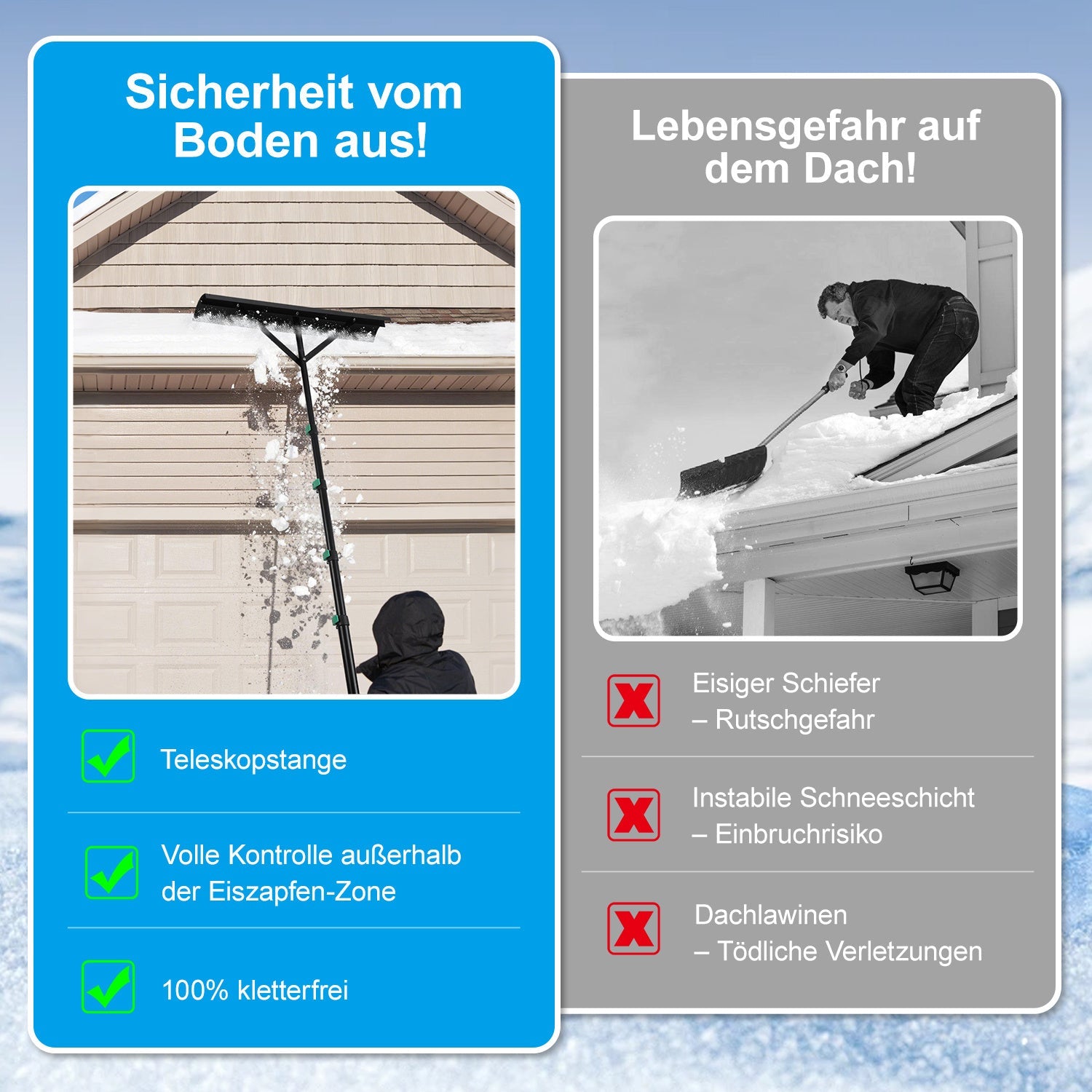 Cosmo Go Schneeschieber Dachräumer Alu Teleskopierbar 3.6m/4.8m