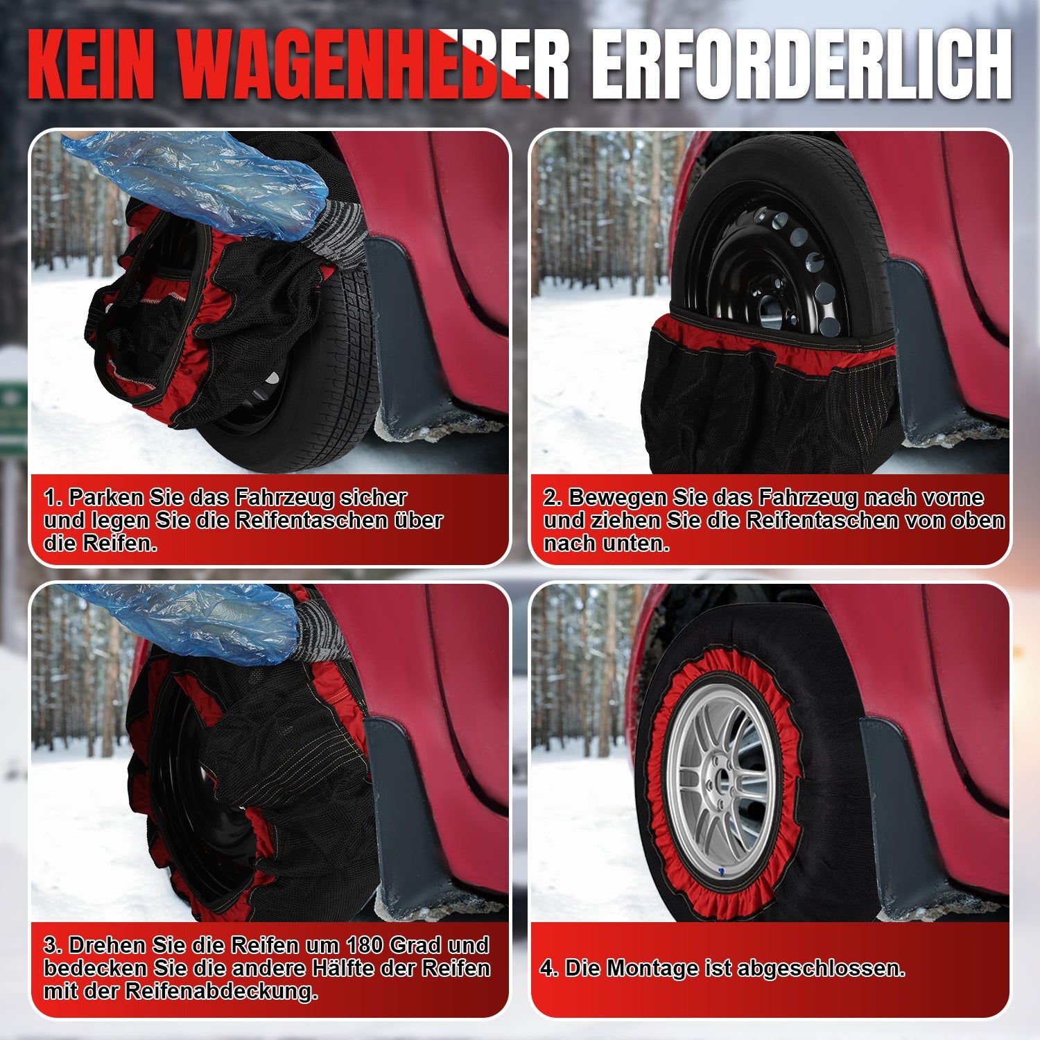 Cosmo Go 2x Schneesocken für Reifen Auto Reifensocken Verdickte
