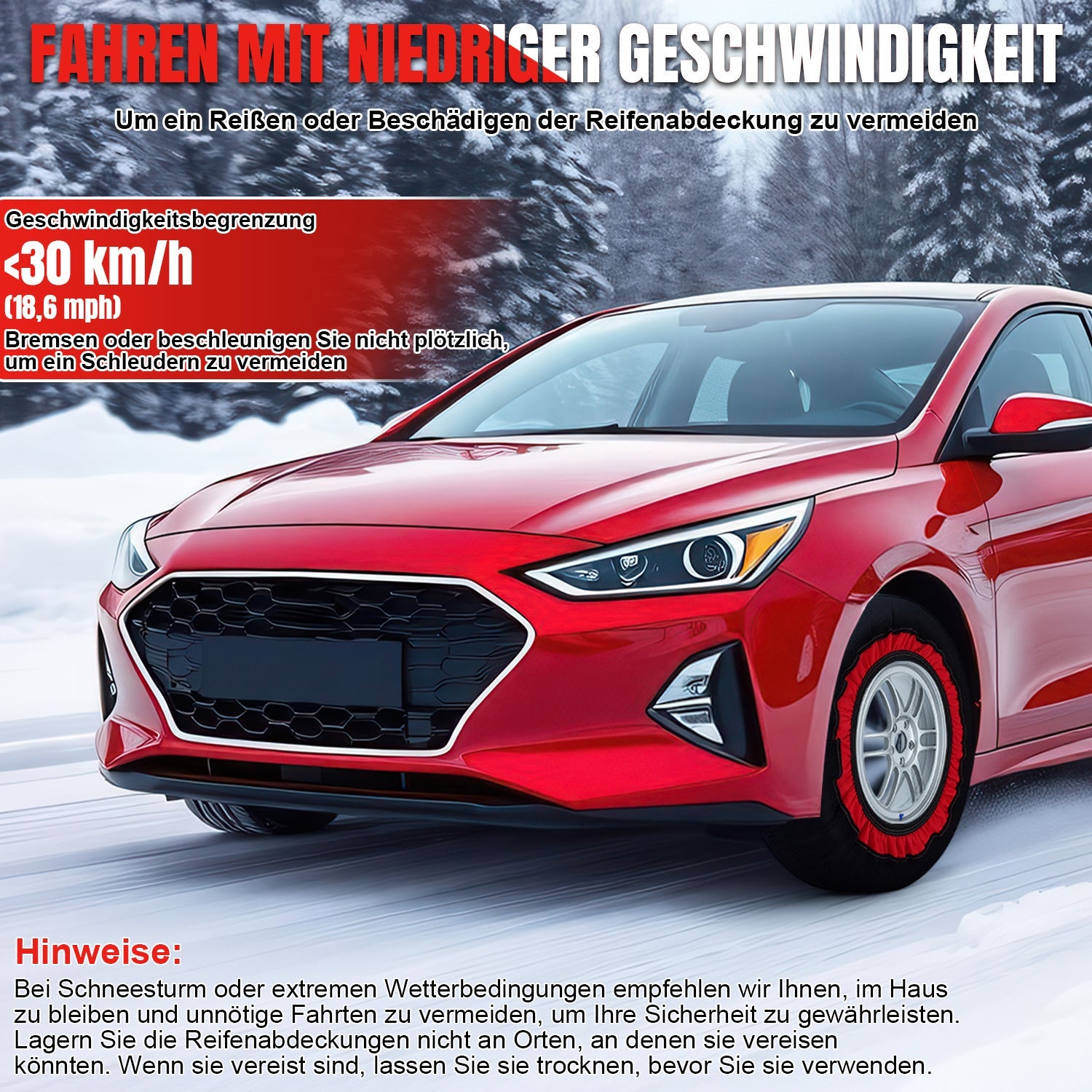 Cosmo Go 2x Schneesocken für Reifen Auto Reifensocken Verdickte