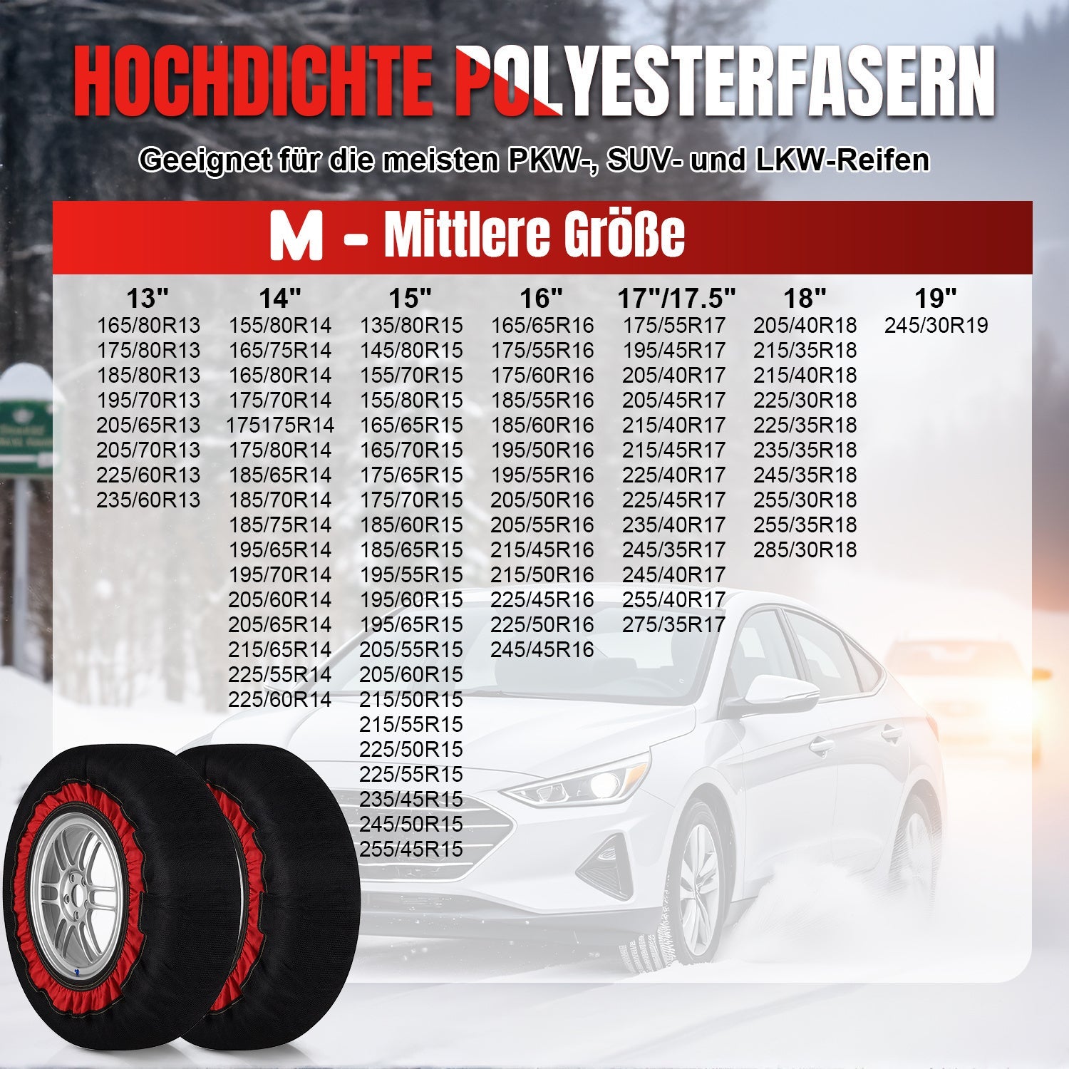 Cosmo Go 2x Schneesocken für Reifen Auto Reifensocken Verdickte