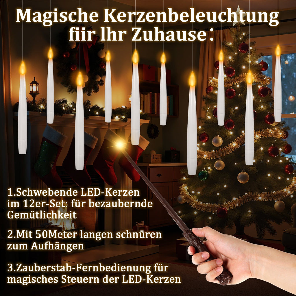 Cosmo Go LED Schwebende Kerzen 12 Stück mit Zauberstab Fernbedienung