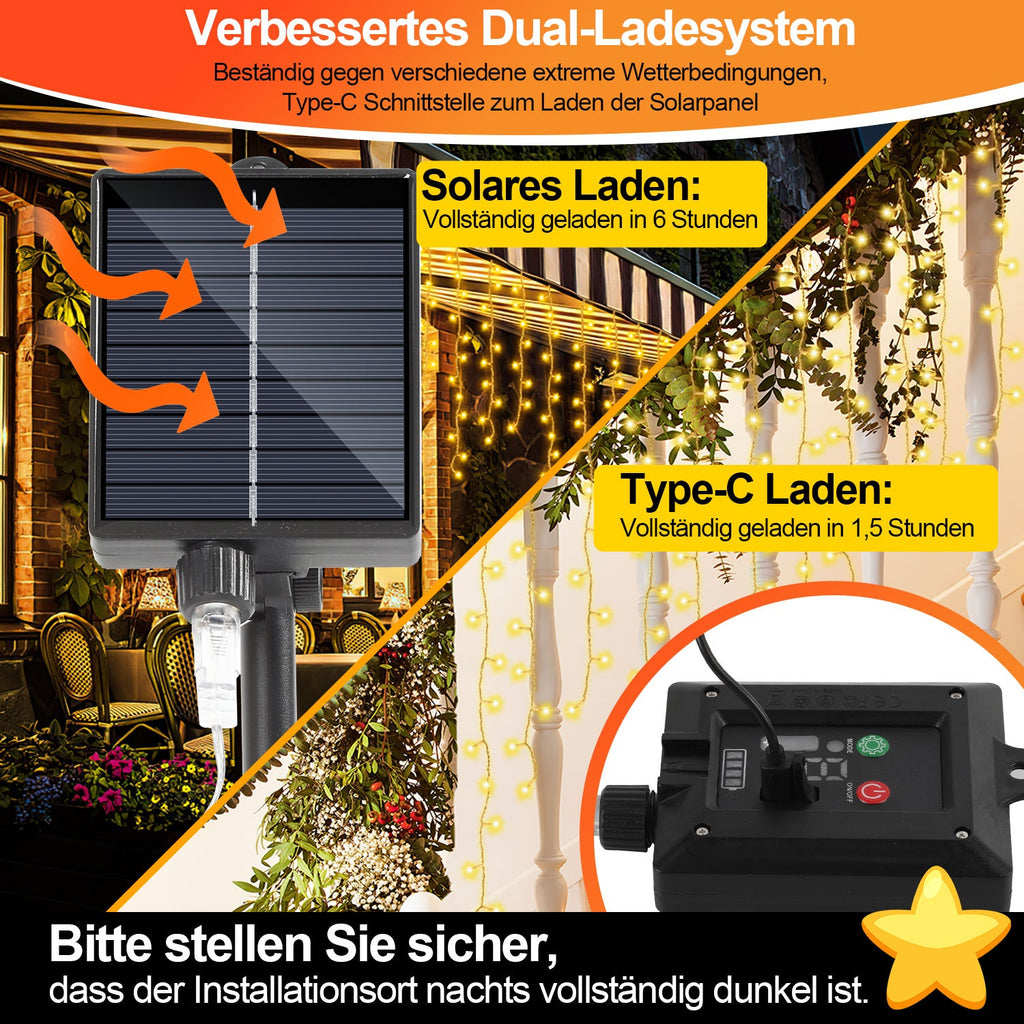 Cosmo Go Solar Eisregen Lichterkette mit Fernbedienung 5m-15m