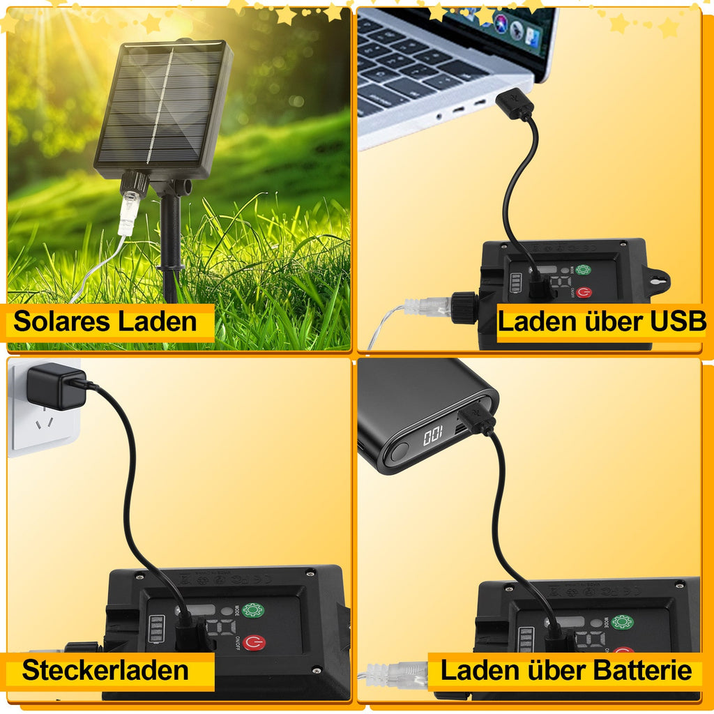 Cosmo Go Solar Eisregen Lichterkette mit Fernbedienung 5m-15m