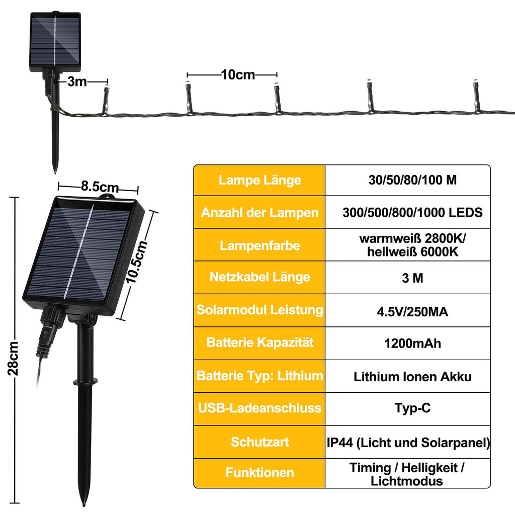 Cosmo Go Solar Lichterkette mit Fernbedienung 30m-100m