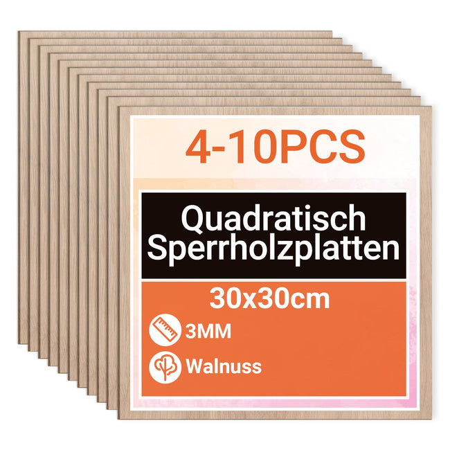 Cosmo Go Sperrholzplatte Walnuss 300*300mm 4-50 Stück Hover Image