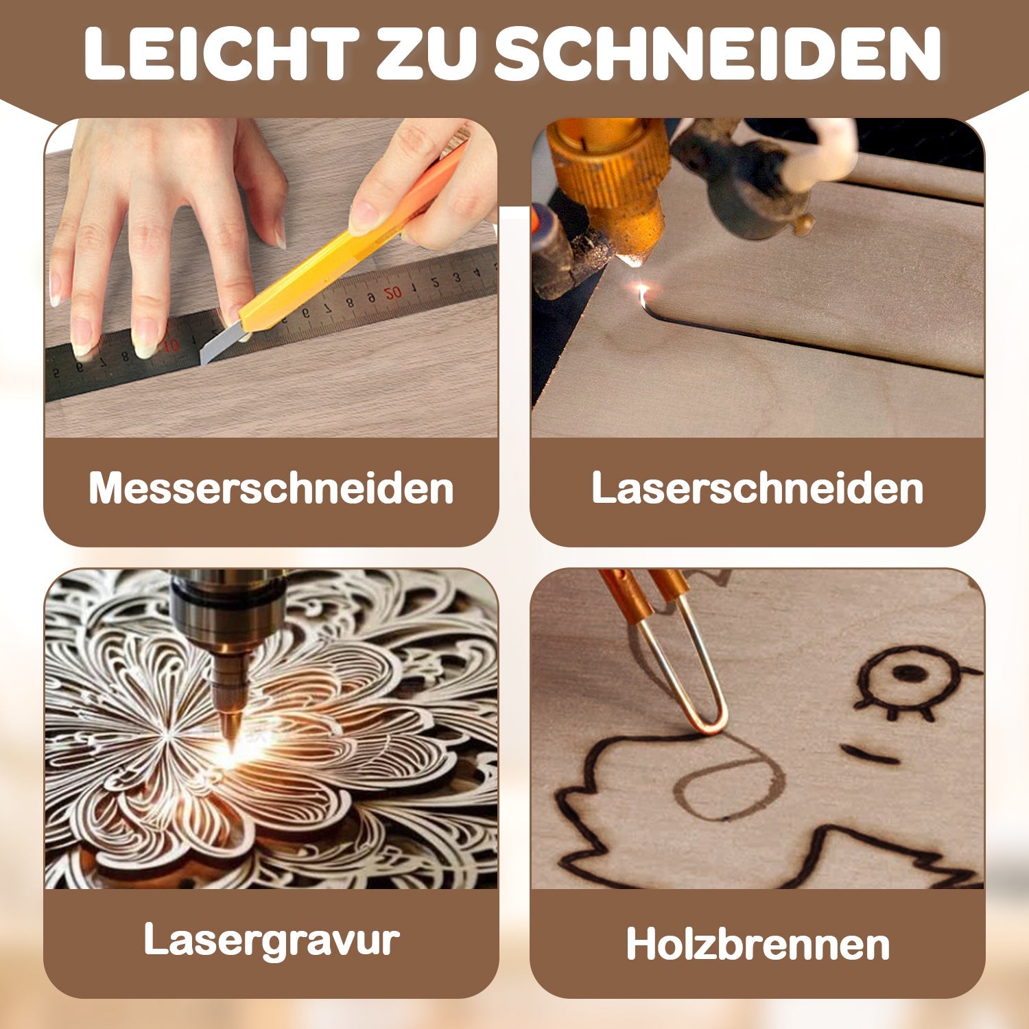 Cosmo Go Sperrholzplatte Walnuss 300*300mm 4-50 Stück