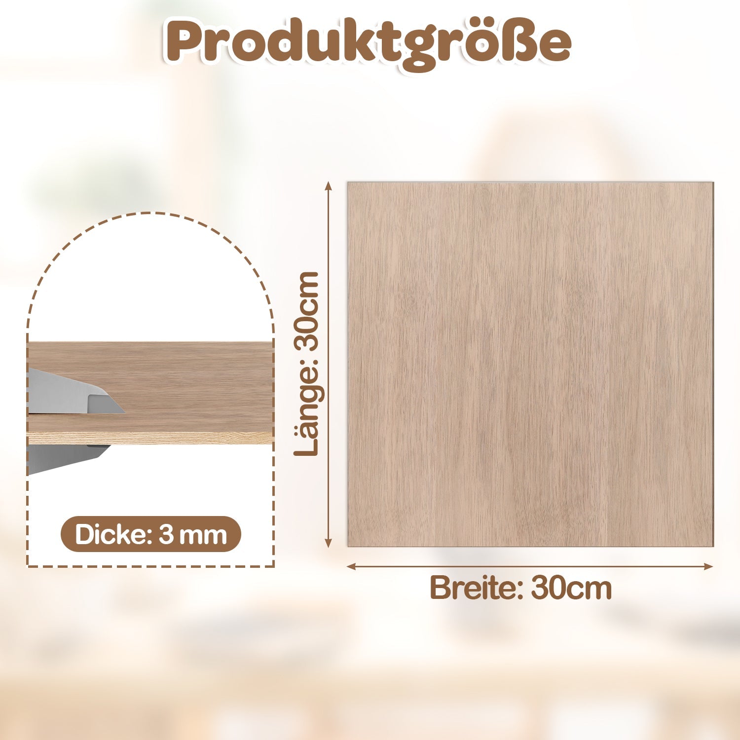 Cosmo Go Sperrholzplatte Walnuss 300*300mm 4-50 Stück
