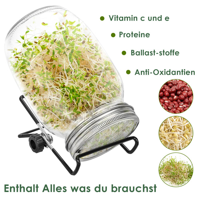 Cosmo Go Sprossenglas Keimglas 2er mit Deckel & Sieb 950ML Main Image