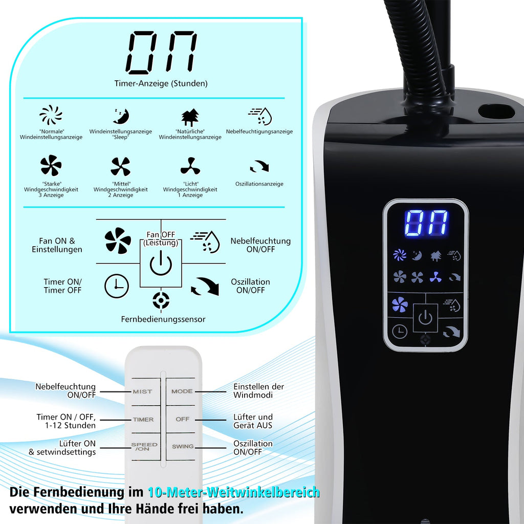 Cosmo Go Standventilator mit Wasserkühlung Ultraschall-Sprühnebel