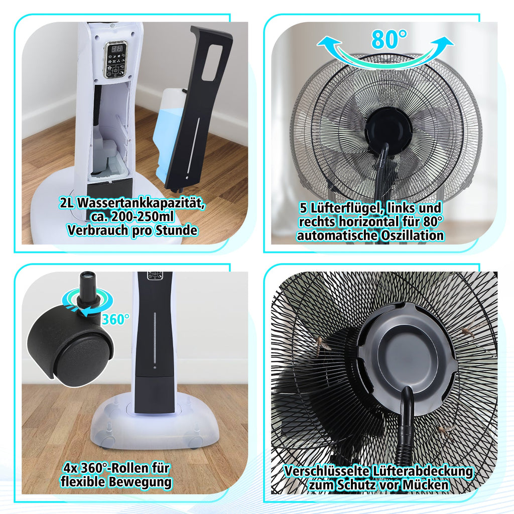Cosmo Go Standventilator mit Wasserkühlung Ultraschall-Sprühnebel