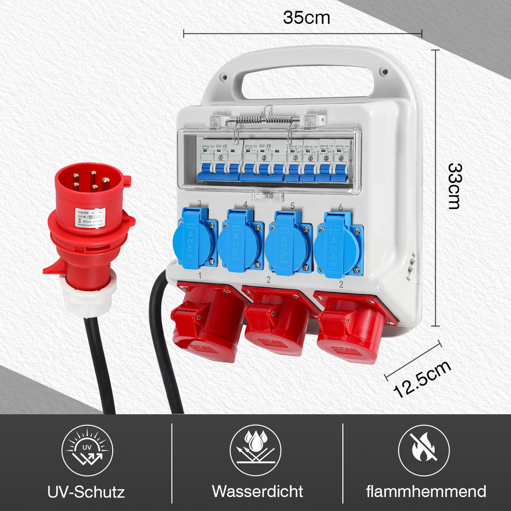 Cosmo Go Wandverteiler 2 x CEE 16A 400V+1 x CEE 32A 400V+4 x 230V 5 Polig
