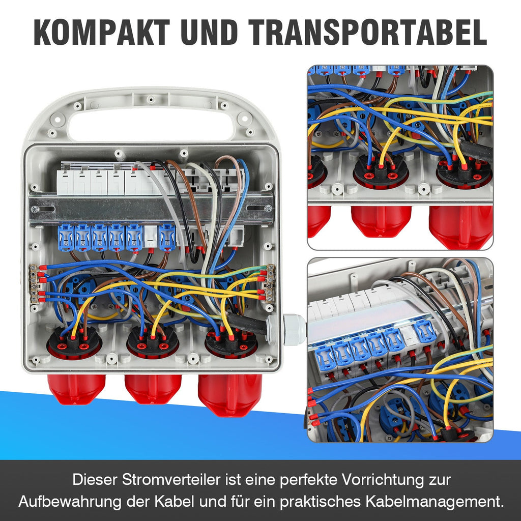 Cosmo Go Stromverteiler FI-Schutzschalter 2 x CEE 400V/16A+4 x 230V Schuko 5 polig