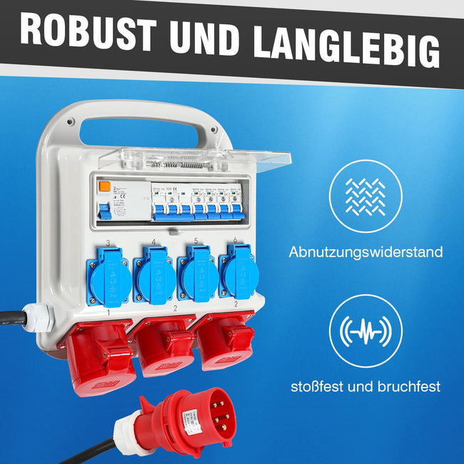 Cosmo Go Stromverteiler FI-Schutzschalter 2 x CEE 400V/16A+4 x 230V Schuko 5 polig Main Image