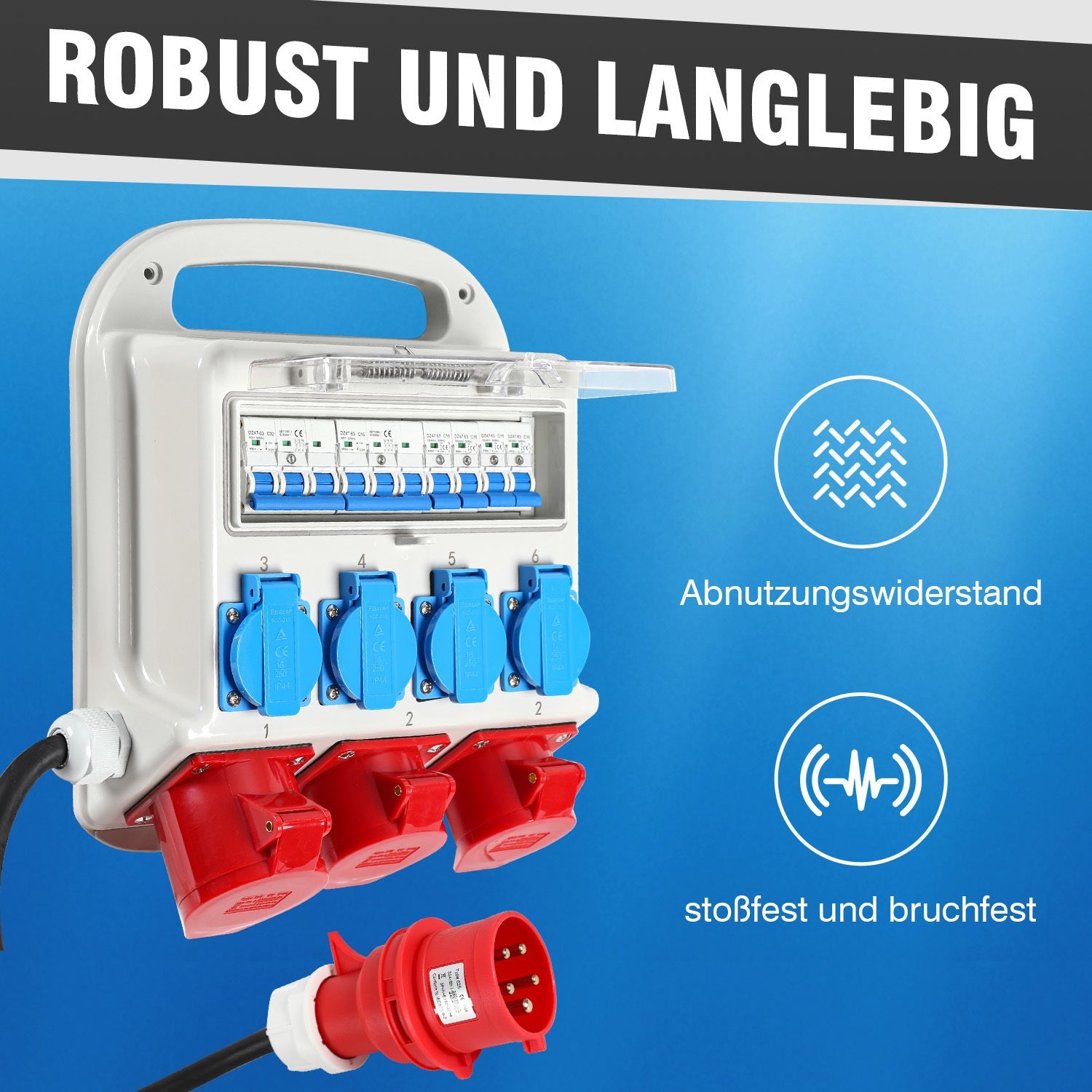 Cosmo Go Wandverteiler 2 x CEE 16A 400V+1 x CEE 32A 400V+4 x 230V 5 Polig