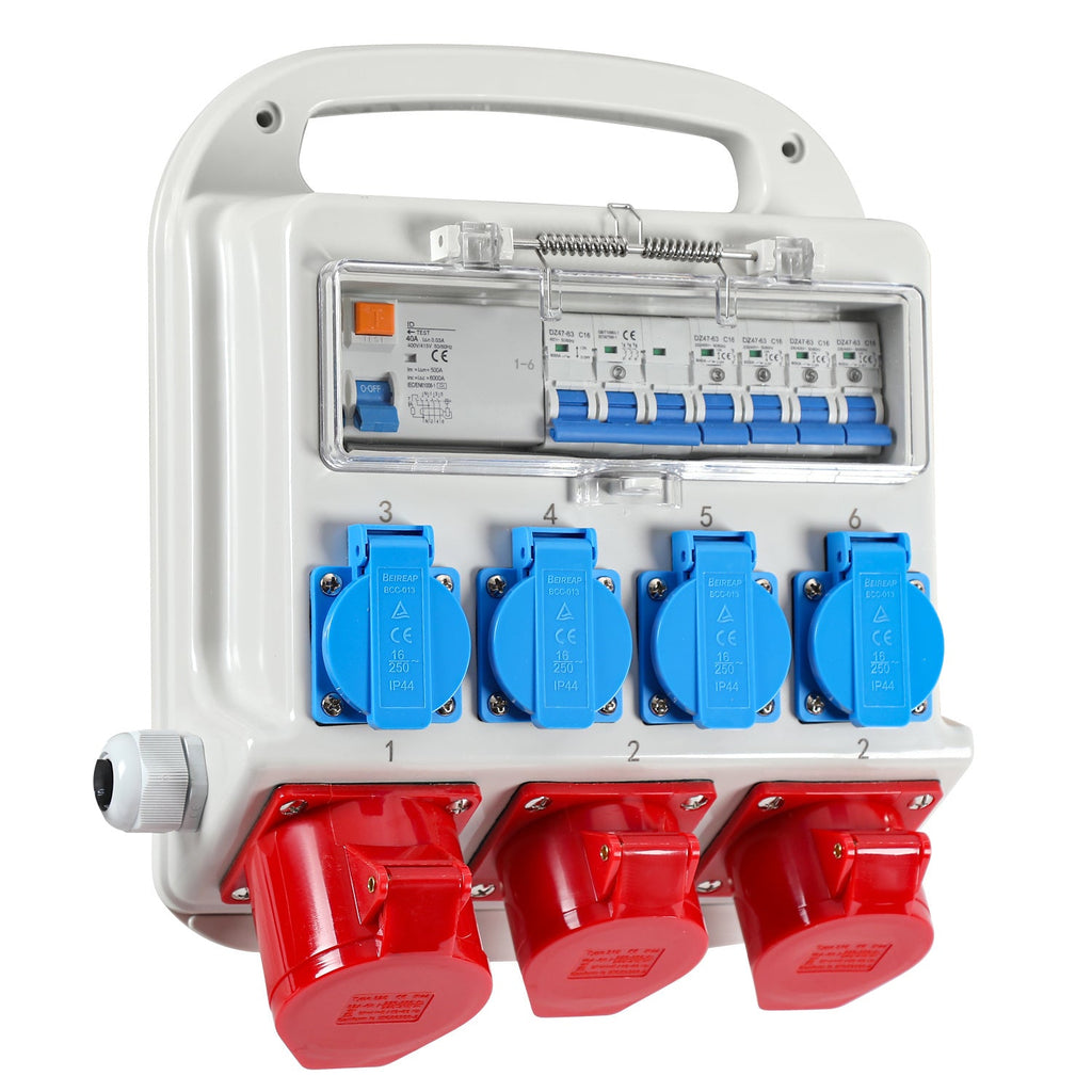 Cosmo Go Stromverteiler FI-Schutzschalter 2 x CEE 400V/16A+4 x 230V Schuko 5 polig