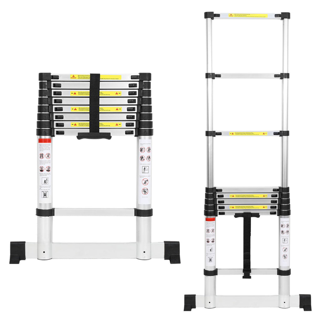 Cosmo Go Teleskopleiter Aluminium Belastbarkeit bis zu 150kg 2.6m-5m mit Stabilisator
