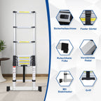 Cosmo Go Teleskopleiter Aluminium Belastbarkeit bis zu 150kg 2.6m-5m mit Stabilisator