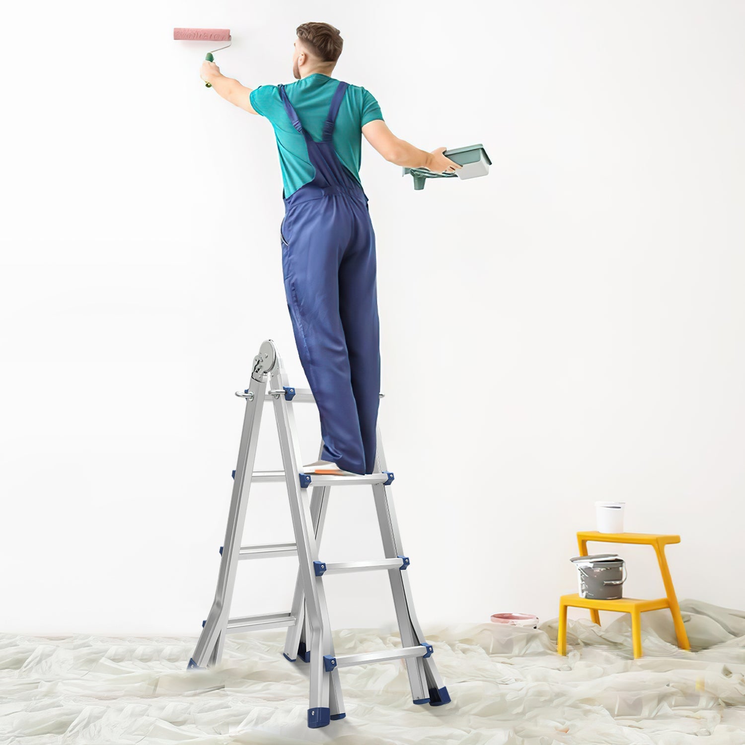 Cosmo Go Teleskopleiter Multifunktionsleiter 3 in 1 Aluleiter