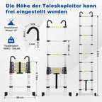 Cosmo Go Teleskopleiter mit 2 Abnehmbarem Haken mit Stabilisator