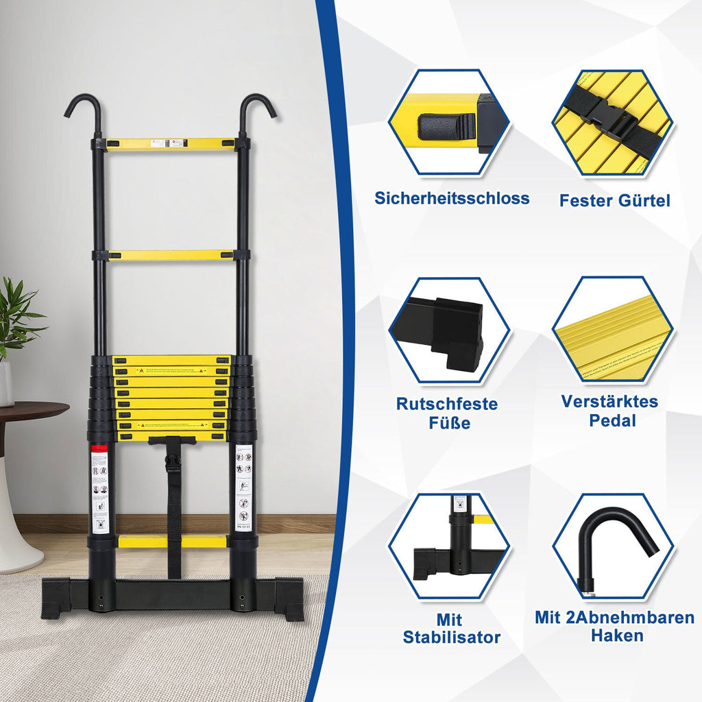 Cosmo Go Teleskopleiter Aluminium mit Abnehmbarem Haken mit Stabilisator