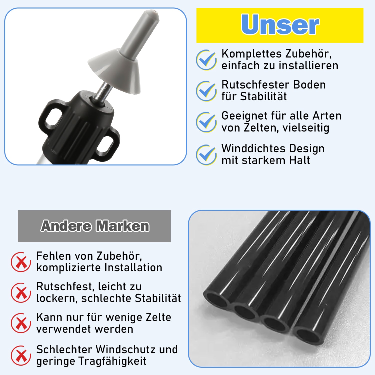 Cosmo Go Teleskopstange für Zelte Verstellbare Aluminium