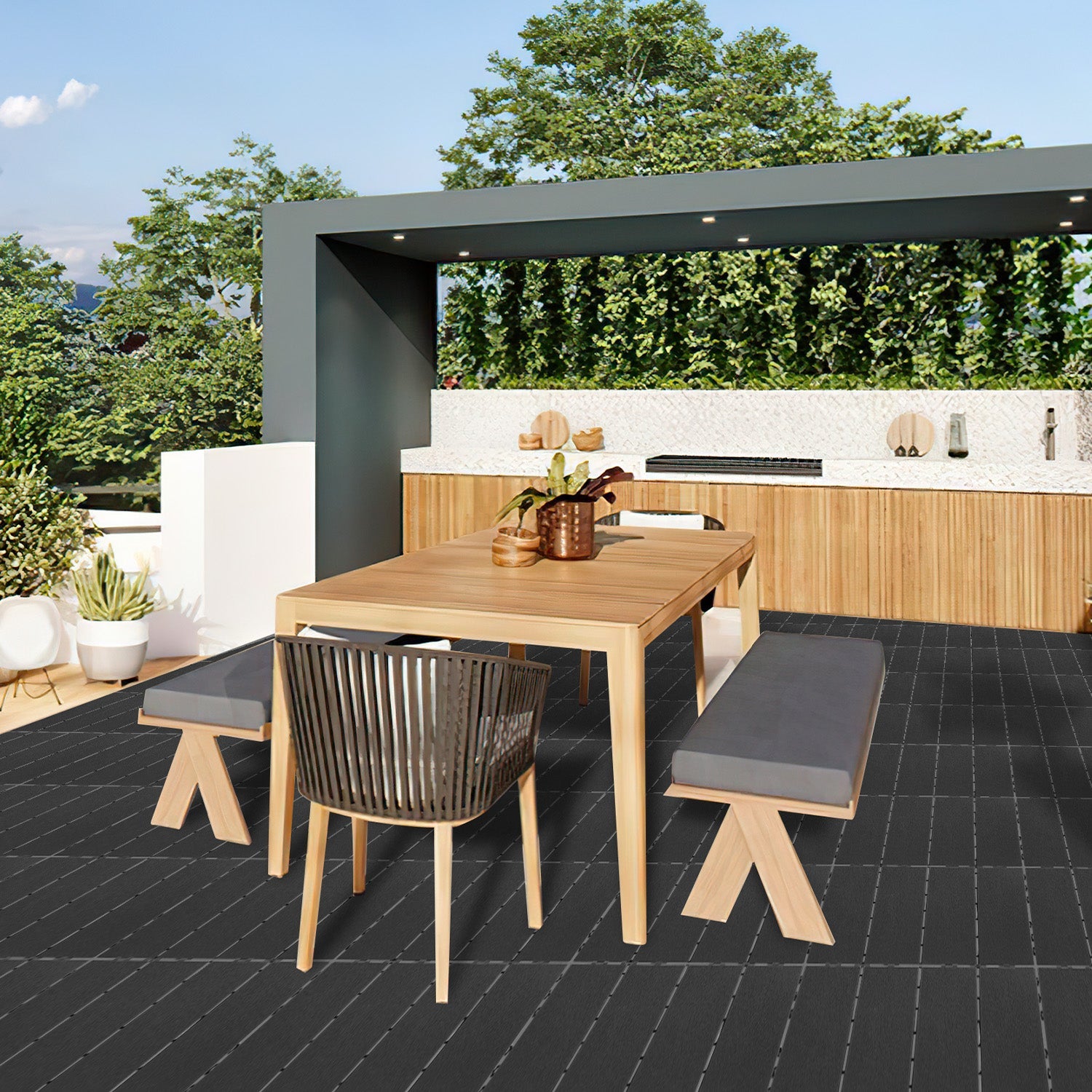 Cosmo Go Terrassenfliesen Kunststoffboden 30x30cm 11 Stück