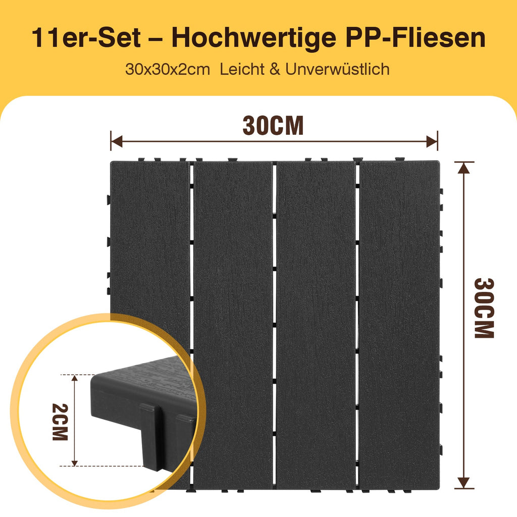 Cosmo Go Terrassenfliesen Kunststoffboden 30x30cm 11 Stück