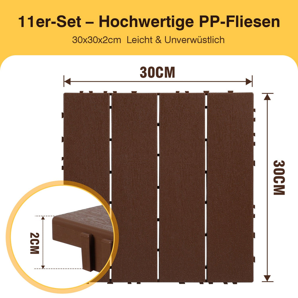 Cosmo Go Terrassenfliesen Kunststoffboden 30x30cm 11 Stück