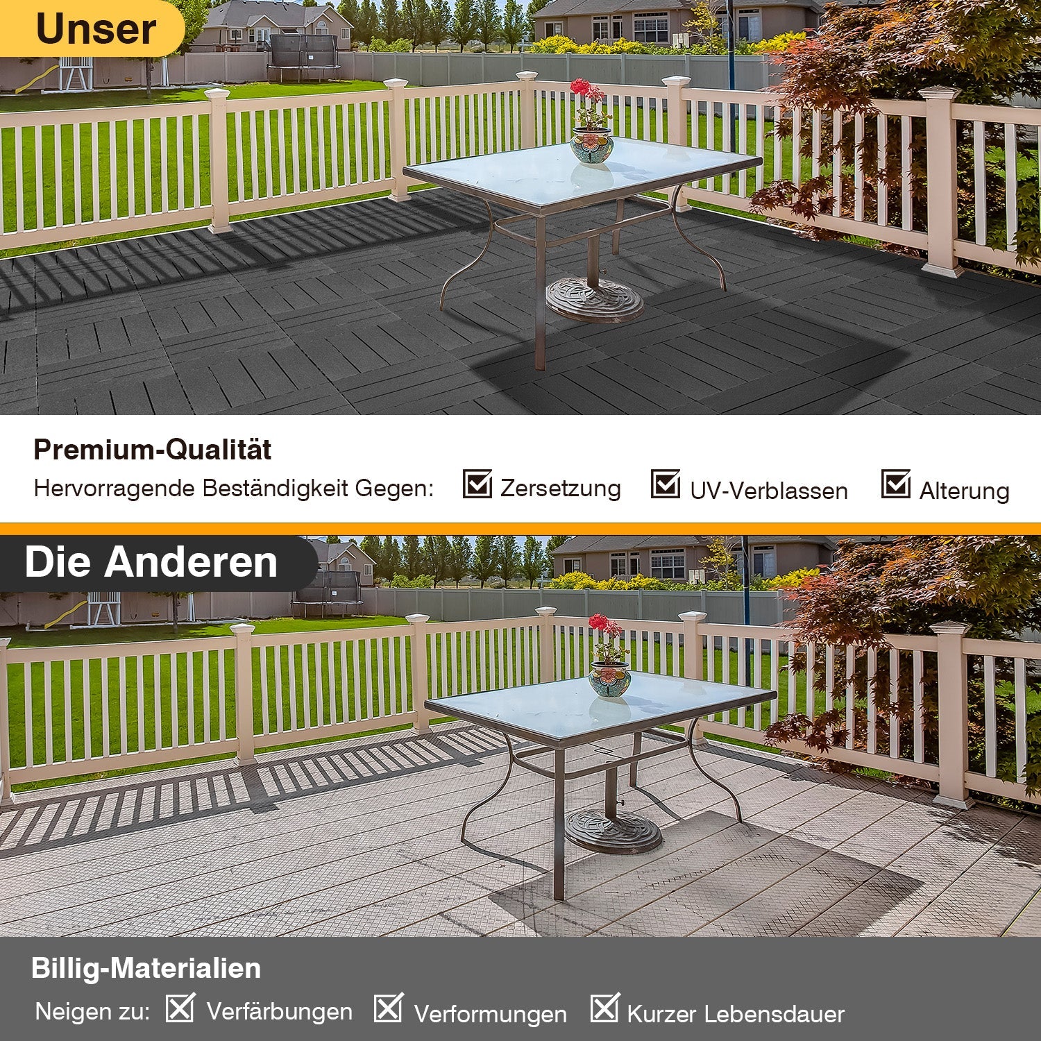 Cosmo Go Terrassenfliesen Kunststoffboden 30x30cm 11 Stück