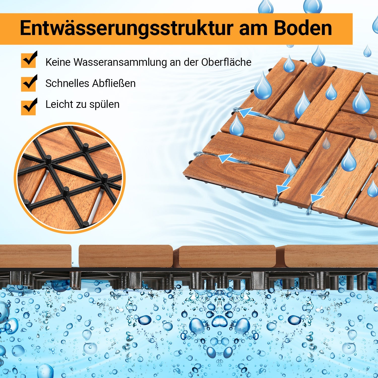 Cosmo Go Holzfliesen 30x30cm 12 Latten Fliese(11 Stück)