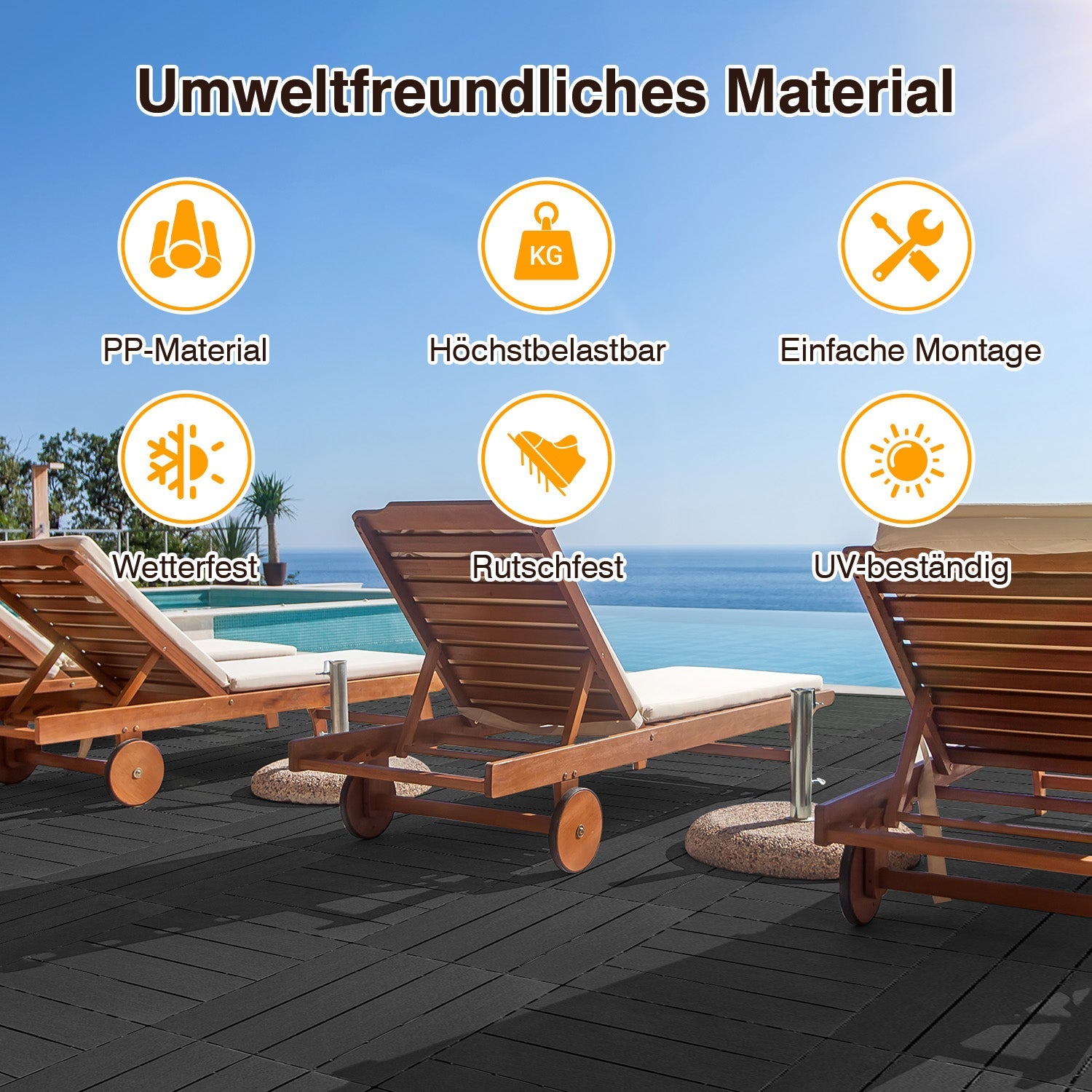 Cosmo Go Terrassenfliesen Kunststoffboden 30x30cm 11 Stück