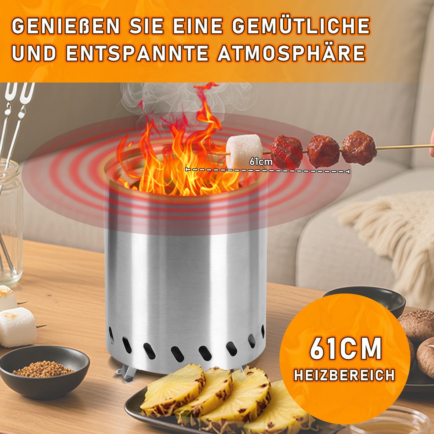 Cosmo Go Tischkamin Tischfeuerstelle Rauchfreie Edelstahl