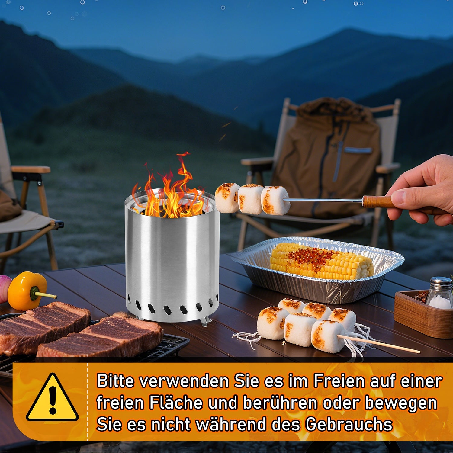 Cosmo Go Tischkamin Tischfeuerstelle Rauchfreie Edelstahl