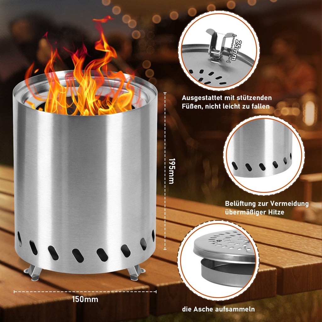 Cosmo Go Tischkamin Tischfeuerstelle Rauchfreie Edelstahl
