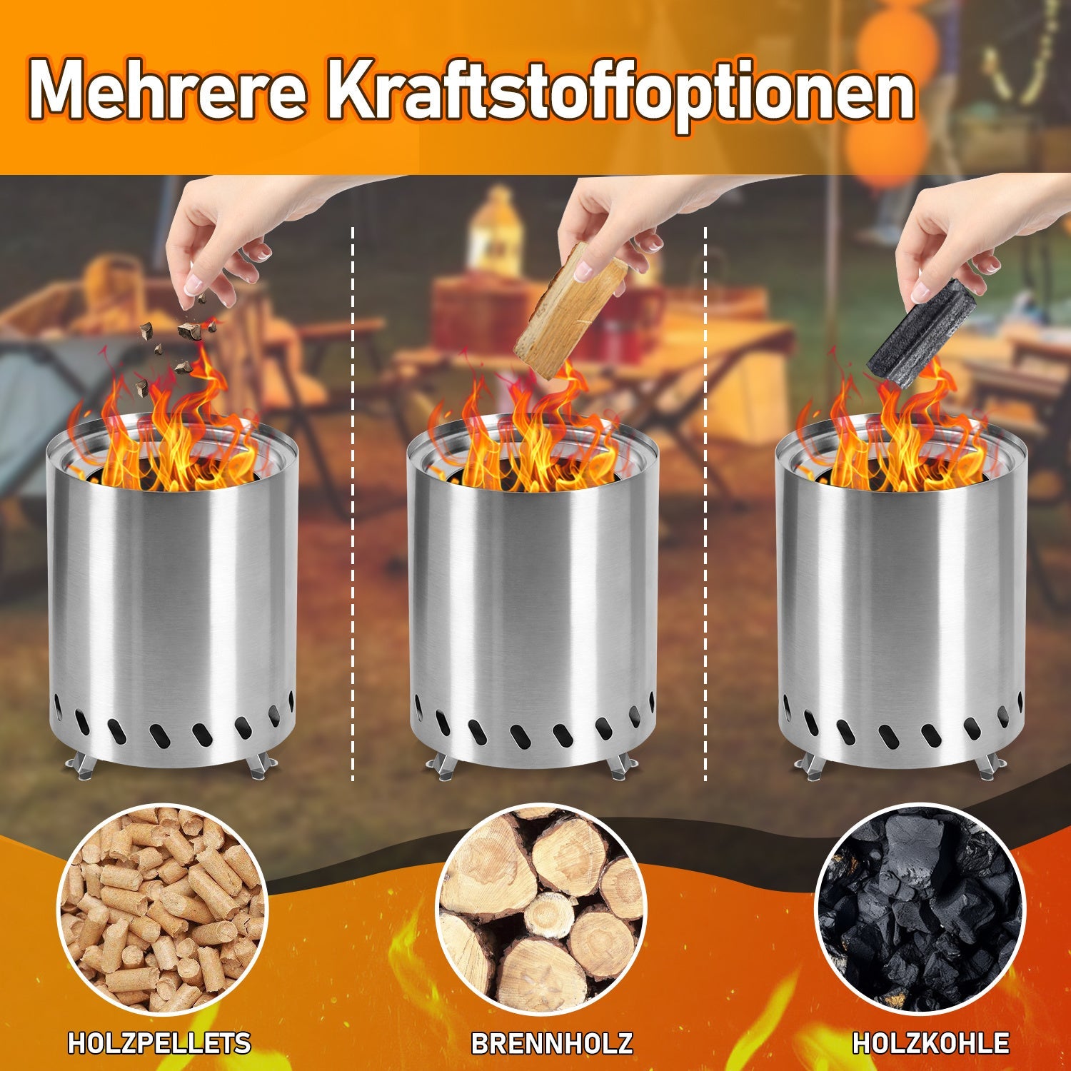 Cosmo Go Tischkamin Tischfeuerstelle Rauchfreie Edelstahl