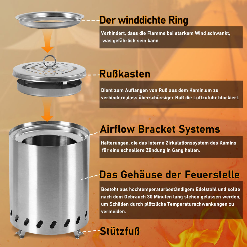 Cosmo Go Tischkamin Tischfeuerstelle Rauchfreie Edelstahl