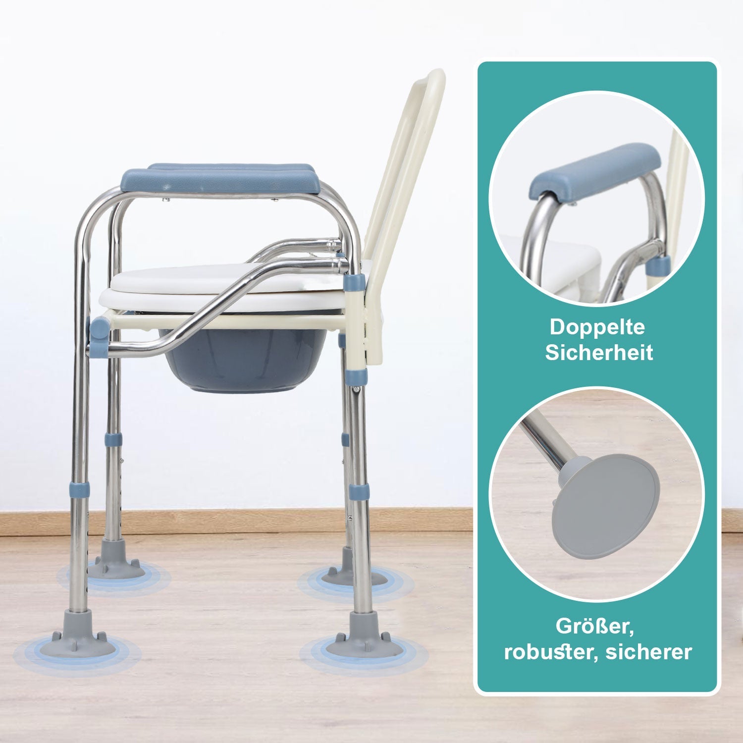 Cosmo Go Toilettenstuhl Faltbar Höhenverstellbar inkl. Eimer