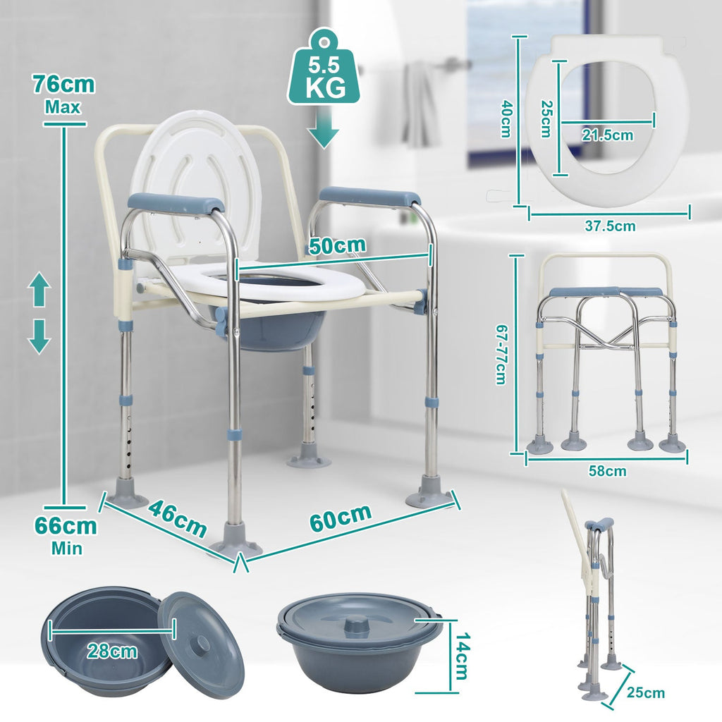 Cosmo Go Toilettenstuhl Faltbar Höhenverstellbar inkl. Eimer