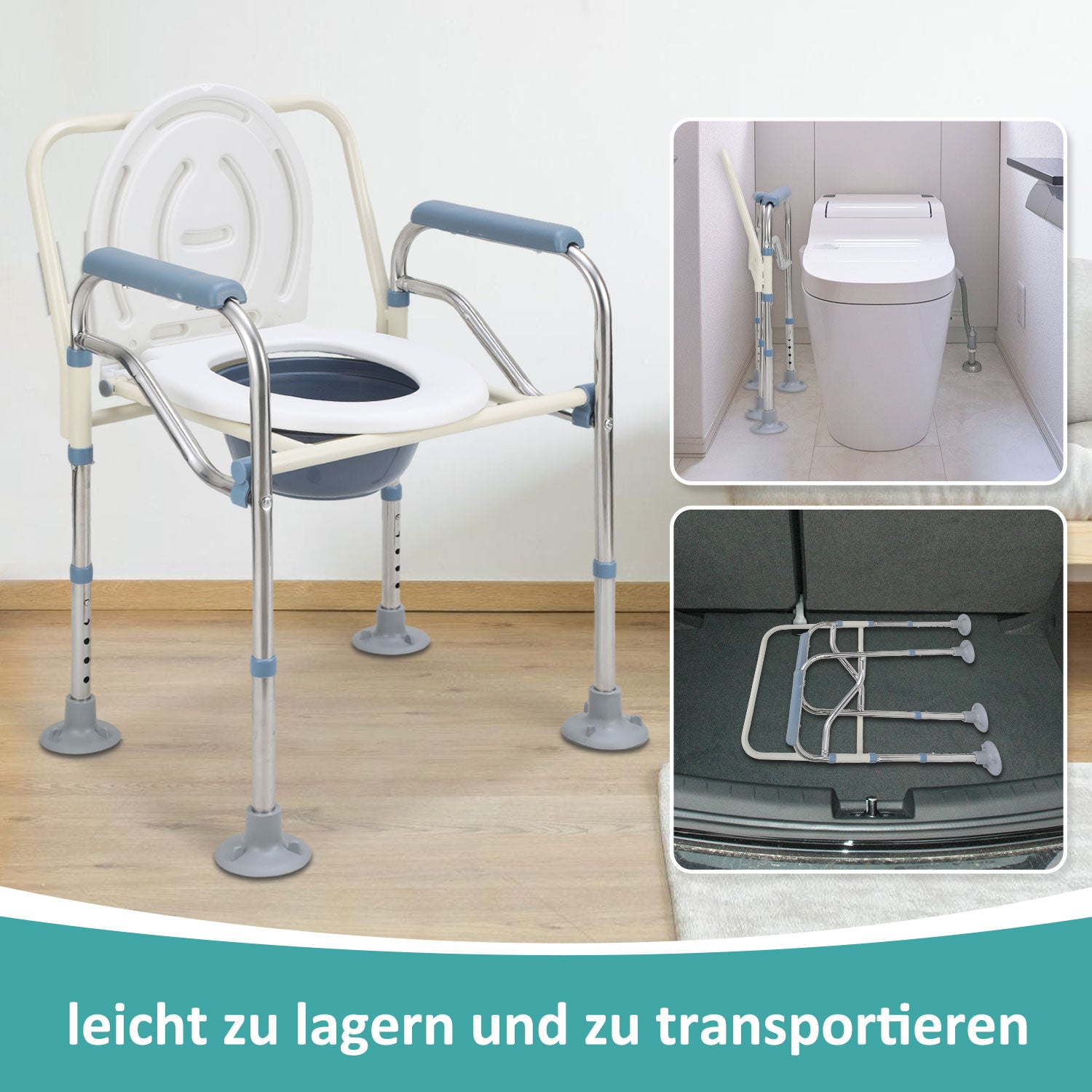 Cosmo Go Toilettenstuhl Faltbar Höhenverstellbar inkl. Eimer