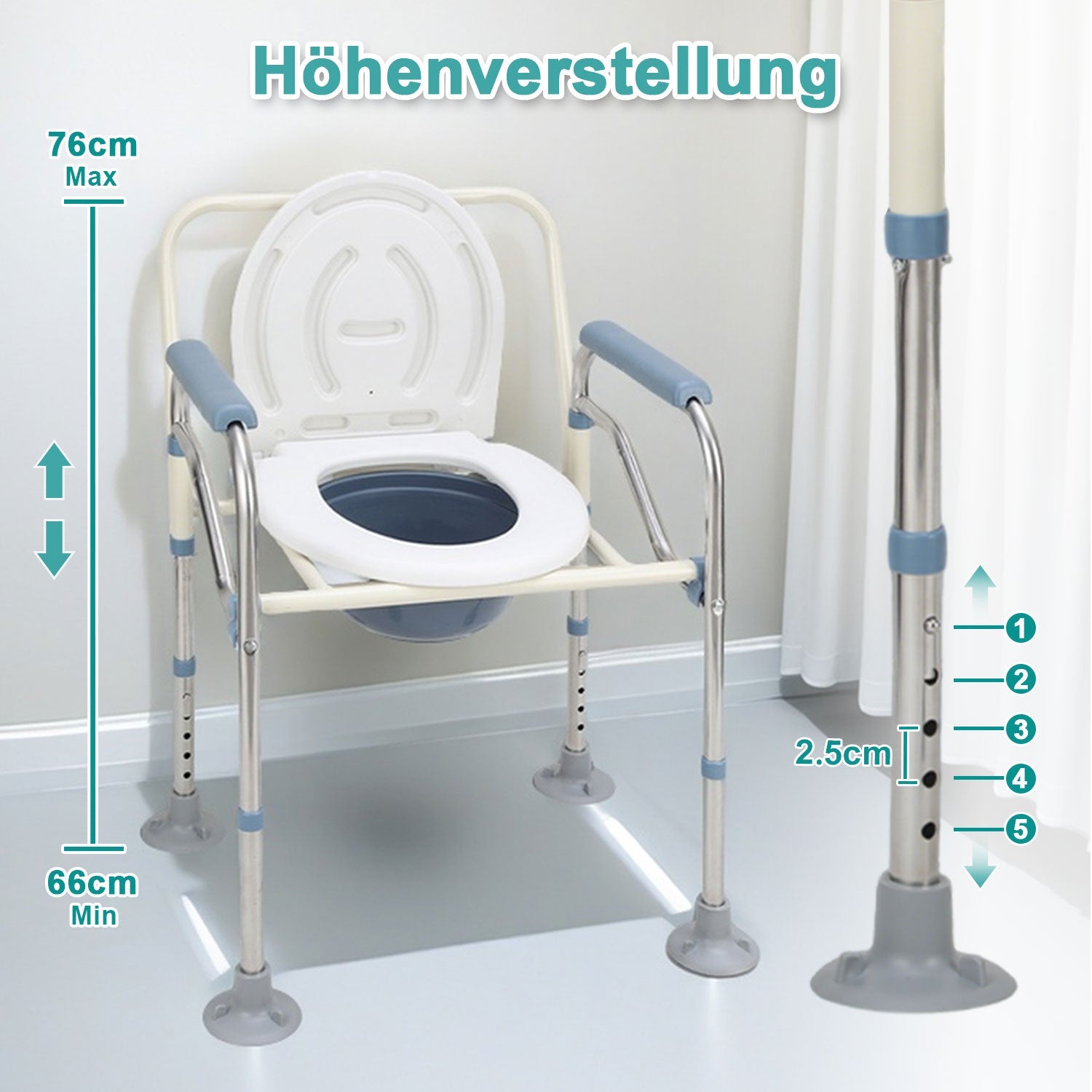 Cosmo Go Toilettenstuhl Faltbar Höhenverstellbar inkl. Eimer