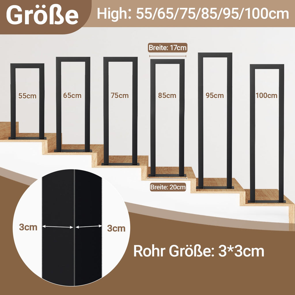 Cosmo Go Treppengeländer U-förmige Quadratisch Bodenmontage