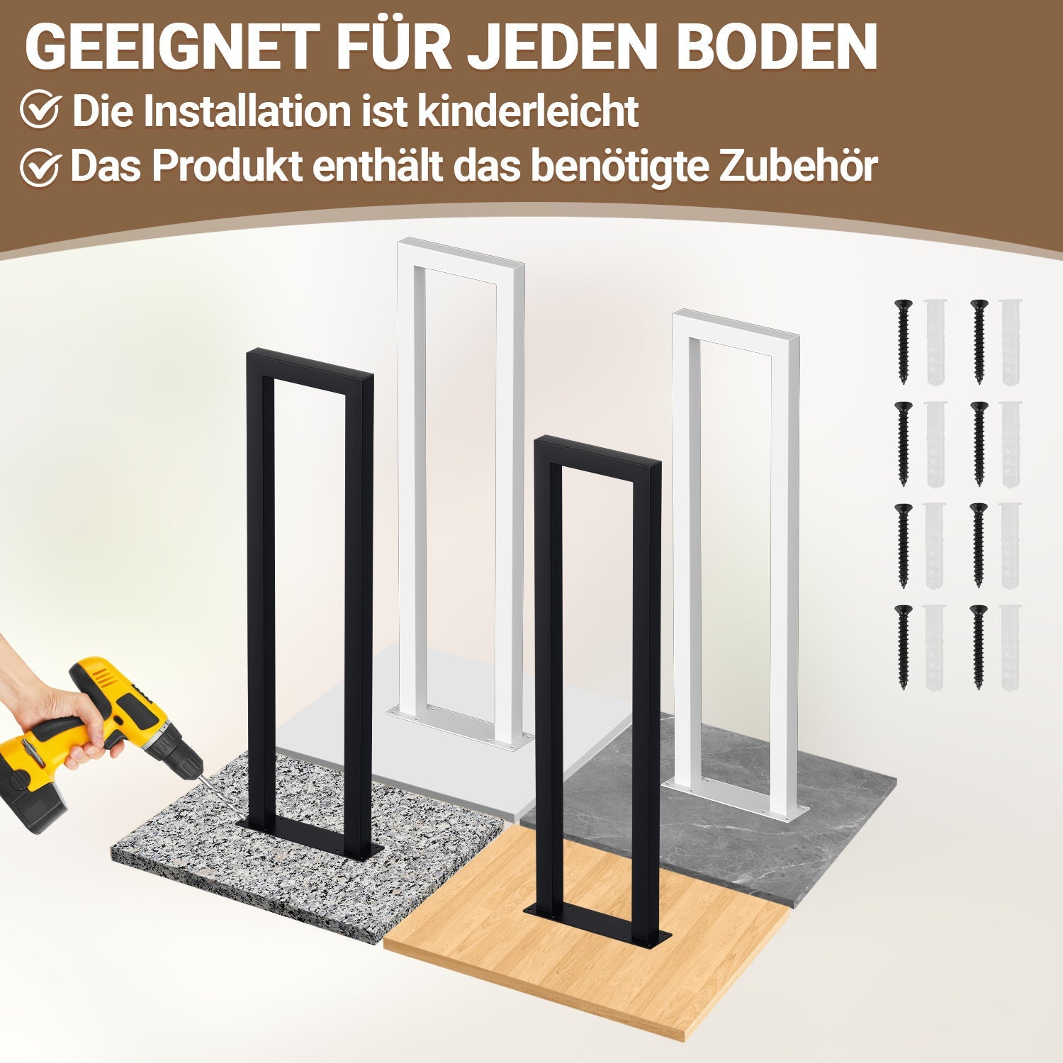 Cosmo Go Treppengeländer U-förmige Quadratisch Bodenmontage